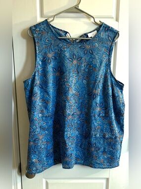 J. Jill Blue Paisley Print Sleeveless Tank